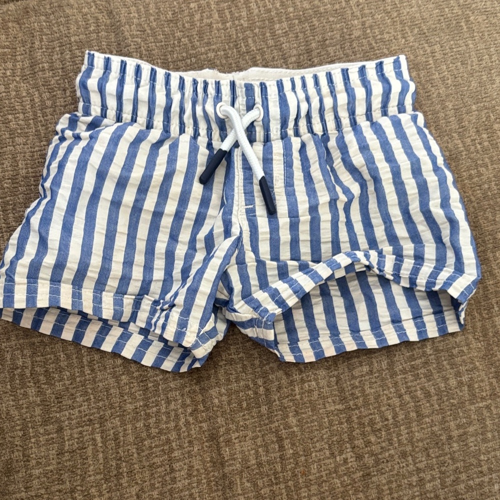 Cat & Jack Blue and White Striped Kids Swim Trunks